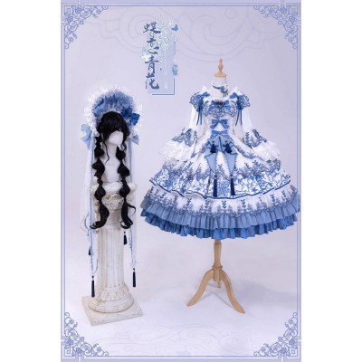 Bramble Rose Butterfly And Blue And White Porcelain One Piece(Reservation/2 Colours/Full Payment Without Shipping)